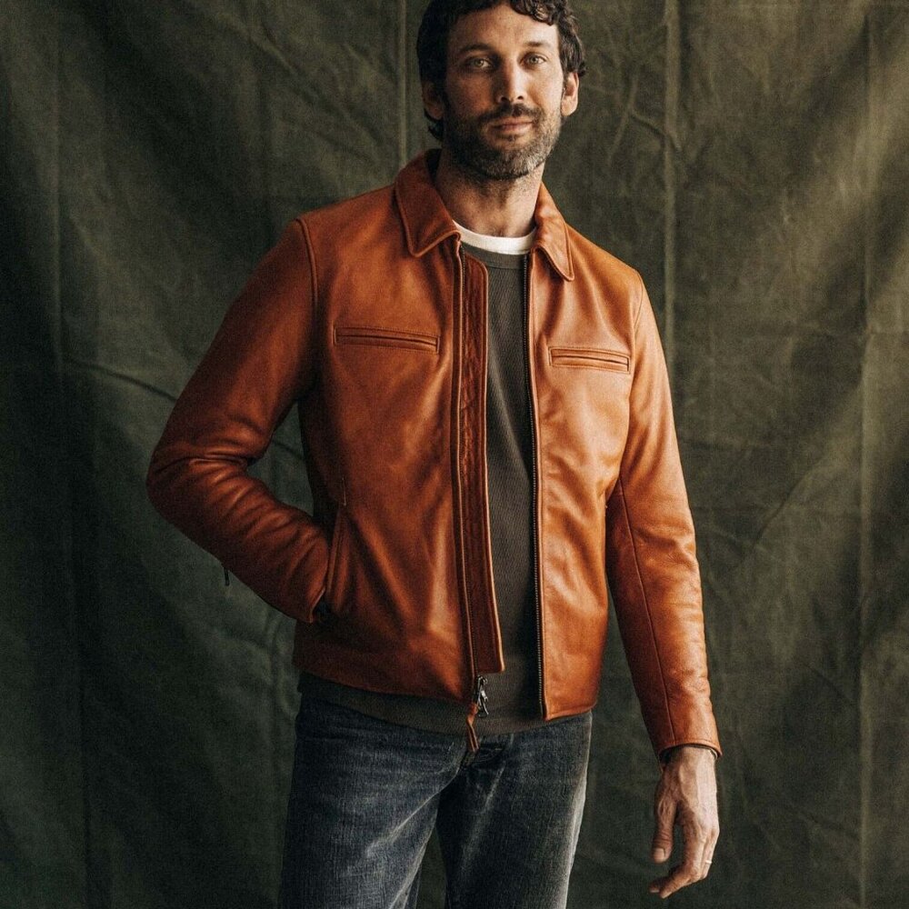 Taylor Stitch The Moto Jacket in Whiskey Steerhide - NWOT Size Medium - 40